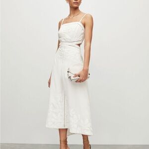 All Saints White Cotton Floral Print Mala Broderie Cut Out Sleeveless Maxi Dress